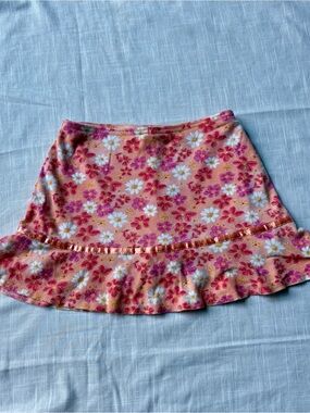 Vintage Joe B Pink Floral Ruffle Hem Girls' Skirt